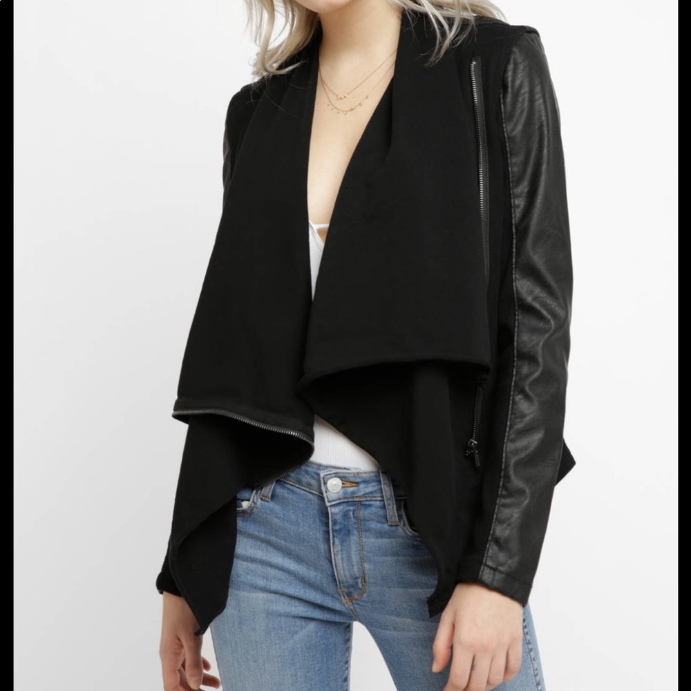 Blank NYC Vegan Leather Ponte Drape Jacket